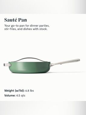 Caraway Sauté Pan with Lid (4.5 qts & 11.8”) | Sage Green NWOB